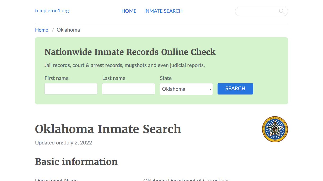 Oklahoma Inmate Search – Oklahoma Department of Corrections Offender Lookup